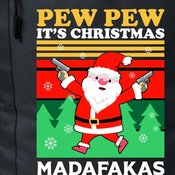 Pew Pew Its Christmas Mudafakas Funny Santa With Guns Game Daily Commute Backpack