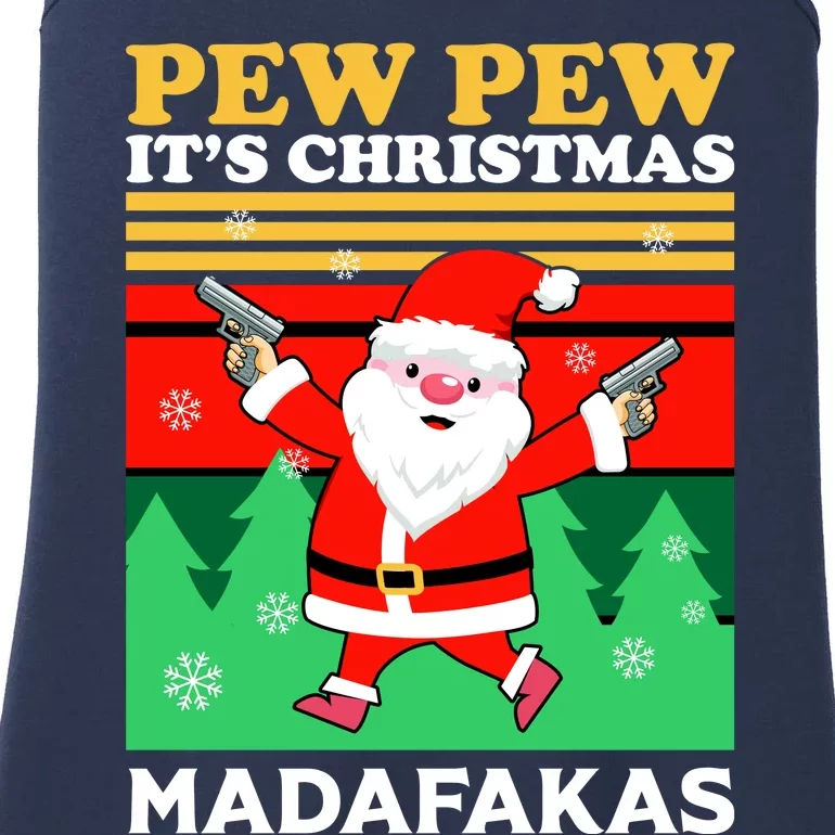 Pew Pew Its Christmas Mudafakas Funny Santa With Guns Game Ladies Essential Tank