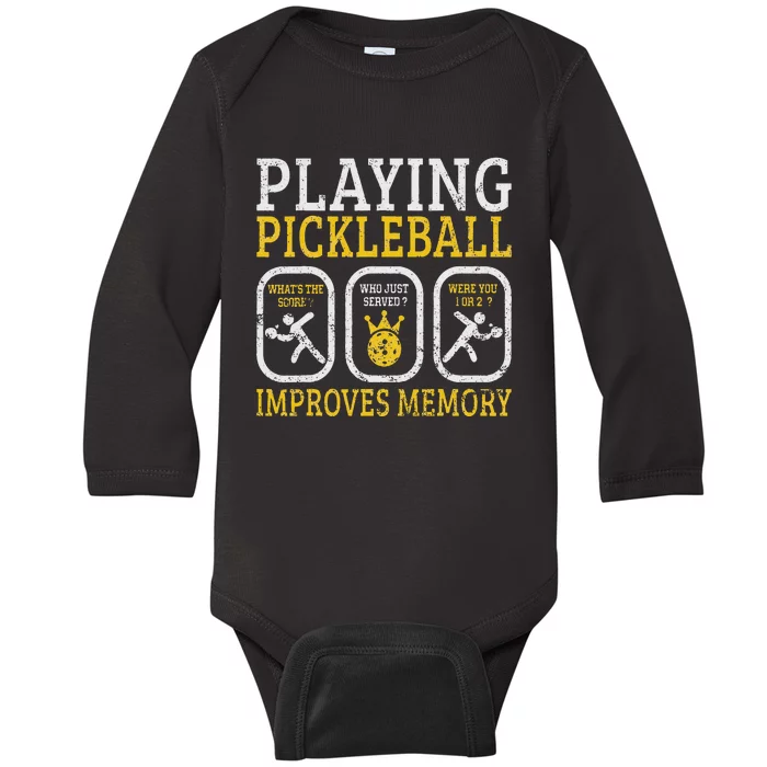 Playing Pickleball Improves Memory Pickleball Retirement Baby Long Sleeve Bodysuit