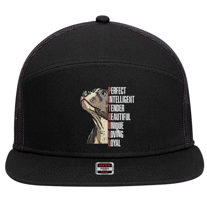 Pitbull Perfect Intelligent Tender Beautiful Unique Loving 7 Panel Mesh Trucker Snapback Hat