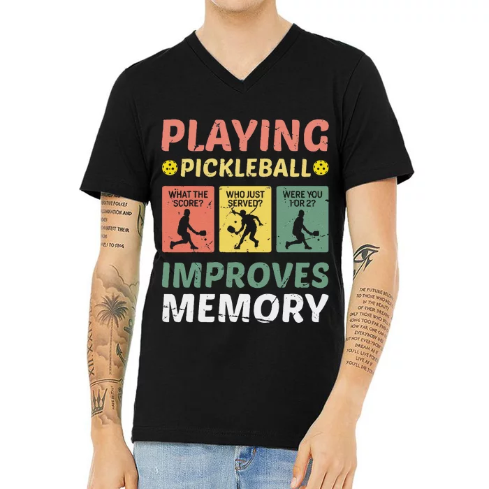 Playing Pickleball Improves Memory Pickleball Vintage V-Neck T-Shirt