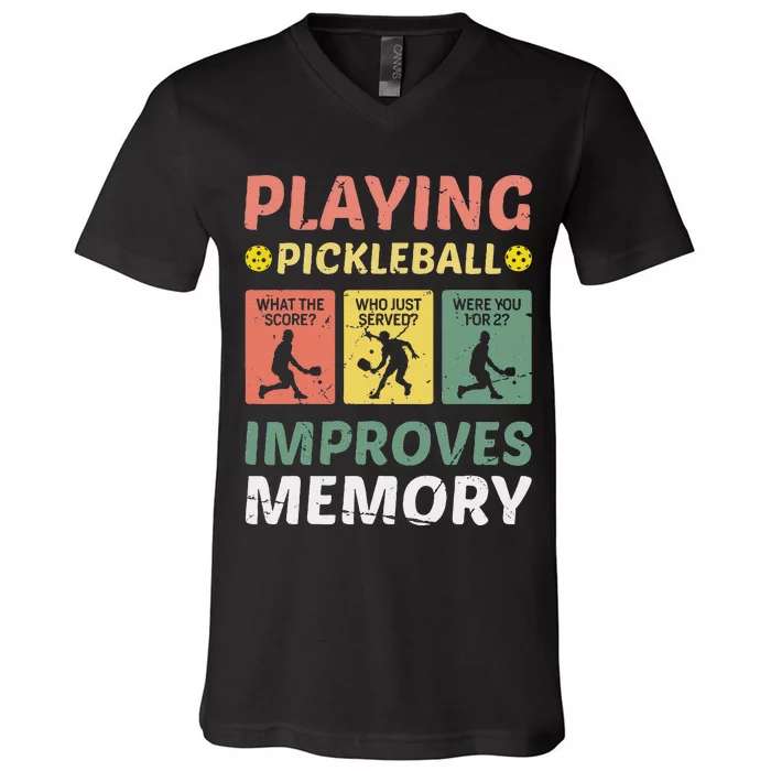 Playing Pickleball Improves Memory Pickleball Vintage V-Neck T-Shirt