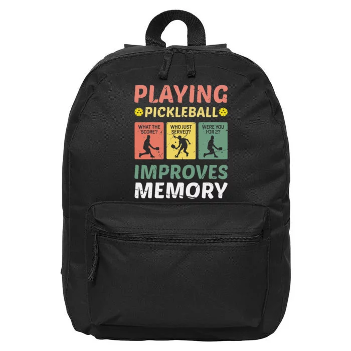 Playing Pickleball Improves Memory Pickleball Vintage 16 in Basic Backpack