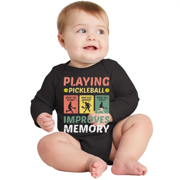 Playing Pickleball Improves Memory Pickleball Vintage Baby Long Sleeve Bodysuit