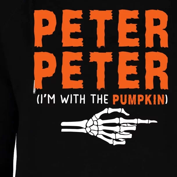 Peter Peter IM With The Pumpkin Jackolantern Pumpkin Halloween Costume Couple Womens Funnel Neck Pullover Hood