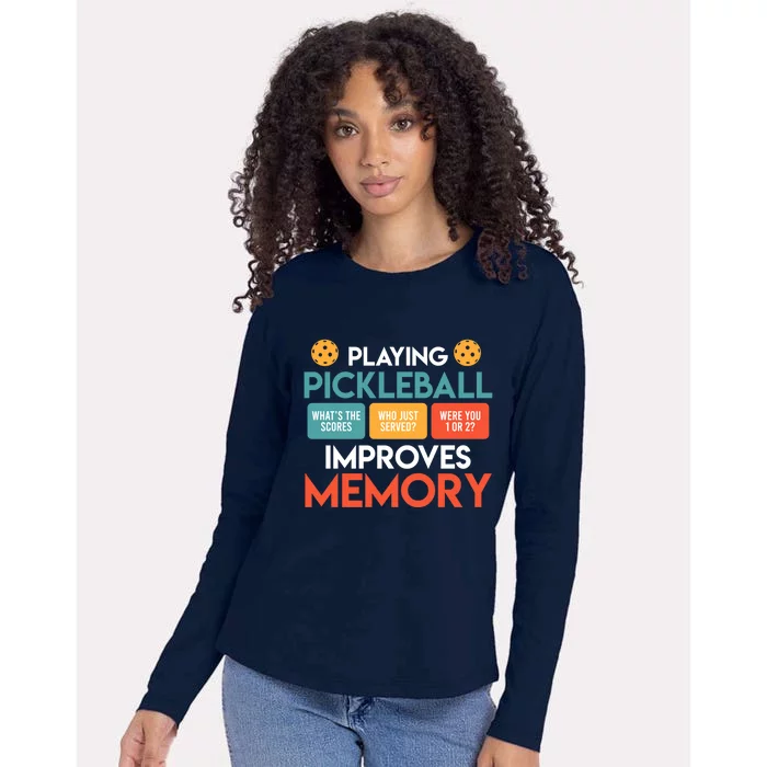 Playing Pickleball Improves Memory Pickleball Womens Cotton Relaxed Long Sleeve T-Shirt