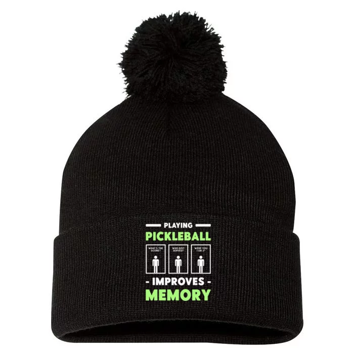 Playing Pickleball Improves Memory Dink Player Pom Pom 12in Knit Beanie