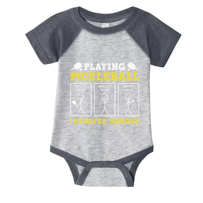 Playing Pickleball Improves Memory Dink Funny Pickleball Infant Baby Jersey Bodysuit