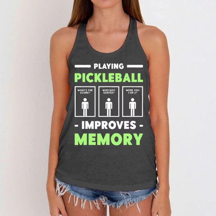 Playing Pickleball Improves Memory Dink Player Short Sleeve Women's Knotted Racerback Tank