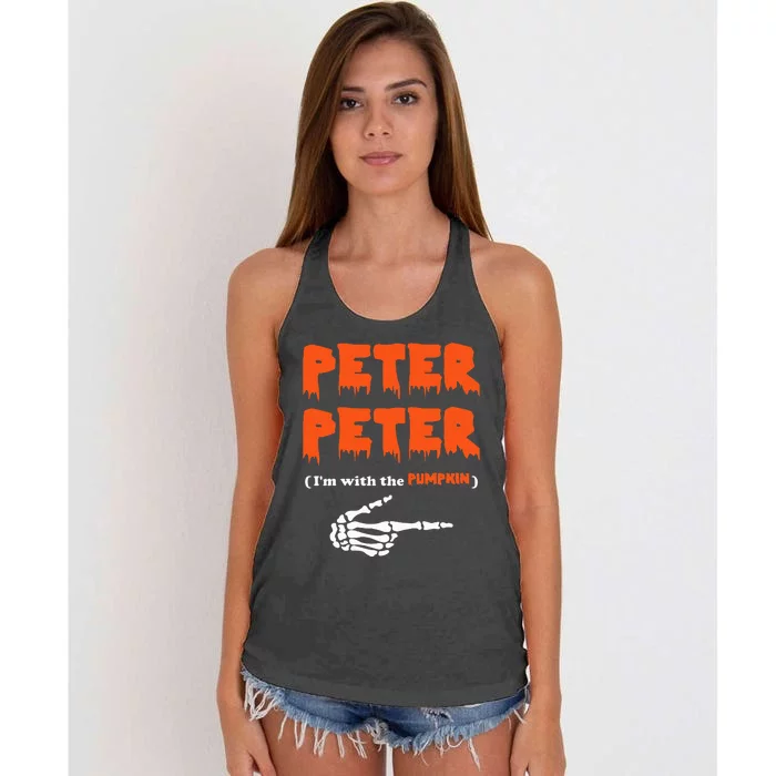 Peter Peter IM With The Pumpkin Halloween Costume Women's Knotted Racerback Tank