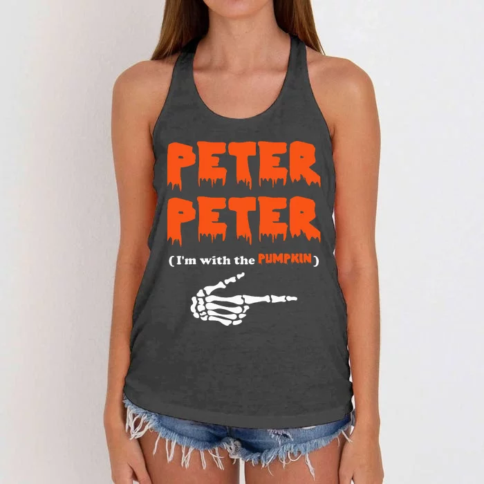 Peter Peter IM With The Pumpkin Halloween Costume Women's Knotted Racerback Tank