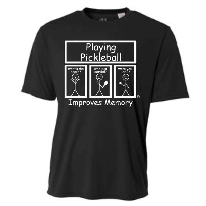 Playing Pickleball Improves Memory Funny Pickleball Cooling Performance Crew T-Shirt