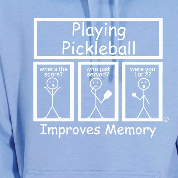 Playing Pickleball Improves Memory Funny Pickleball Unisex Surf Hoodie