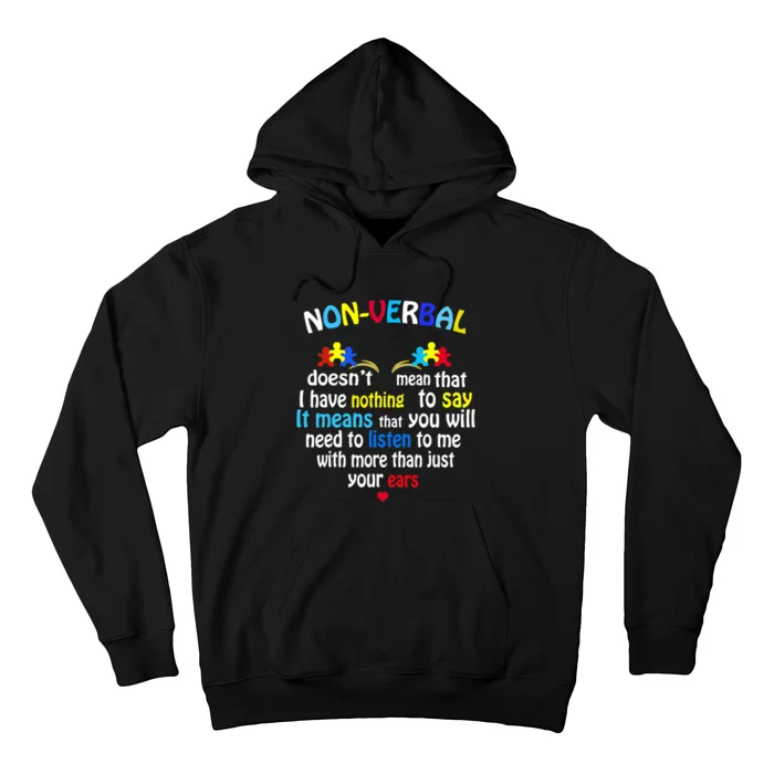 Puzzle Piece I Have NONVERBAL Autism Awareness Support Hoodie