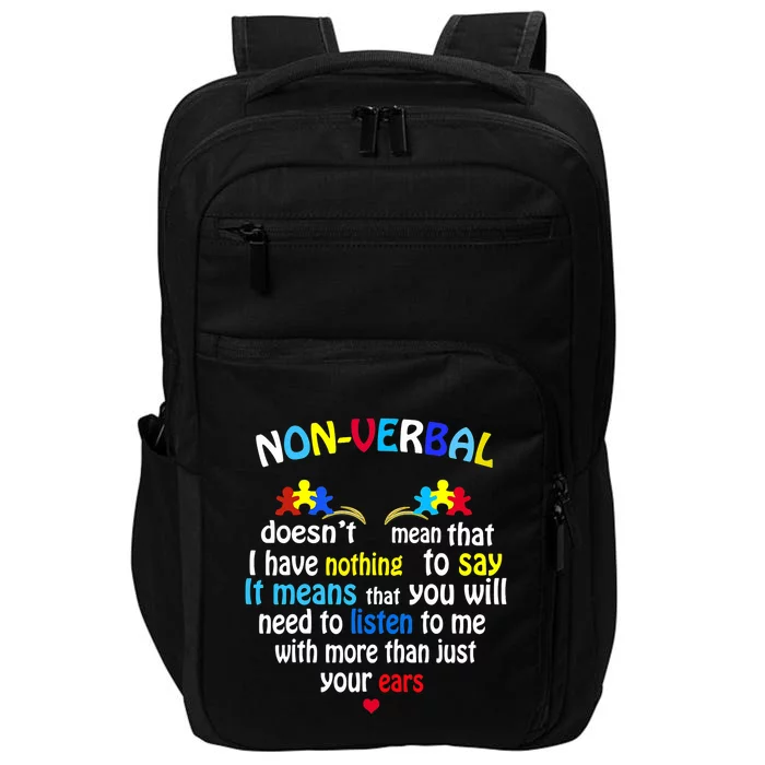 Puzzle Piece I Have NONVERBAL Autism Awareness Support Impact Tech Backpack