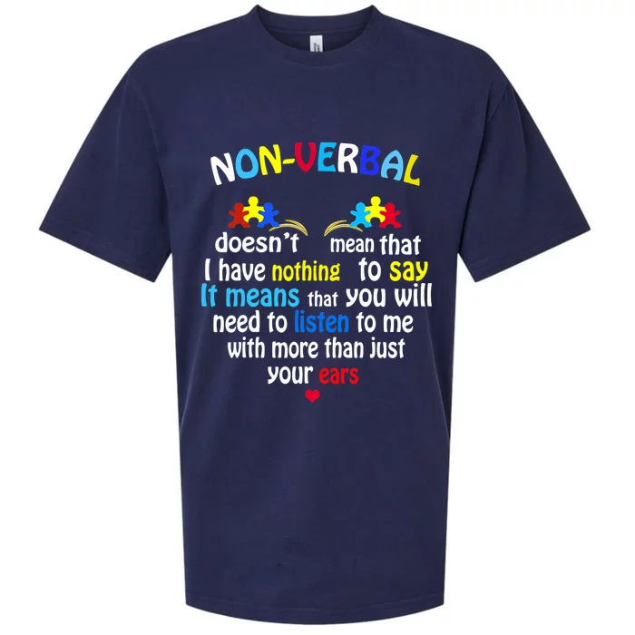 Puzzle Piece I Have NONVERBAL Autism Awareness Support Sueded Cloud Jersey T-Shirt