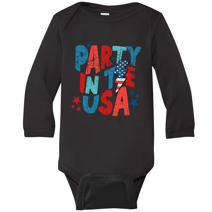 Pink Party In The Usa 4th Of July Baby Long Sleeve Bodysuit