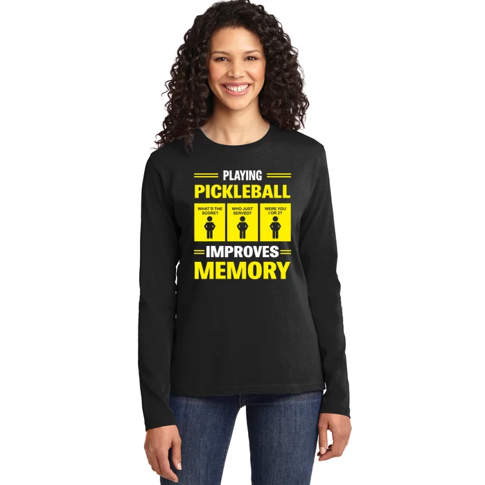 Playing Pickleball Improves Memory Dink Paddleball Lover Ladies Long Sleeve Shirt