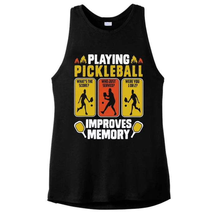 Playing Pickleball Improves Memory Funny Pickleball Player Ladies Tri-Blend Wicking Tank