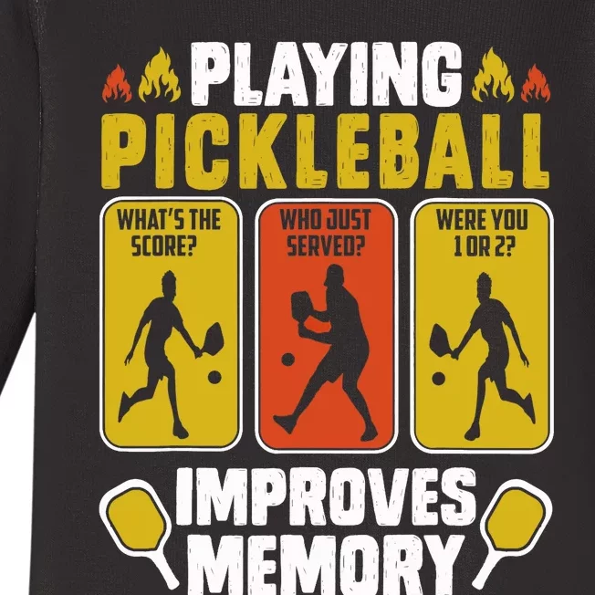 Playing Pickleball Improves Memory Funny Pickleball Player Baby Long Sleeve Bodysuit