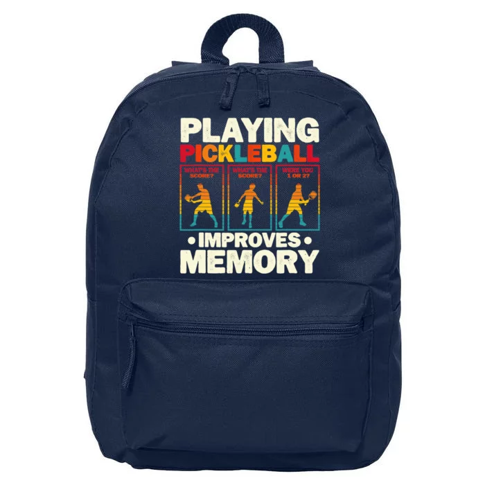 Playing Pickleball Improves Memory Funny Pickleball Player 16 in Basic Backpack