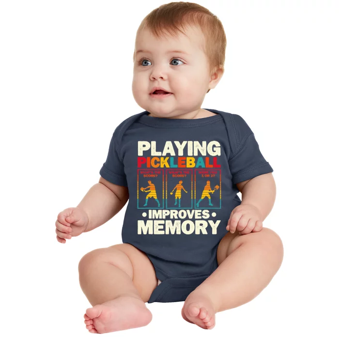 Playing Pickleball Improves Memory Funny Pickleball Player Baby Bodysuit