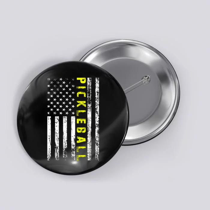 Pickleball Distressed USA Flag Button