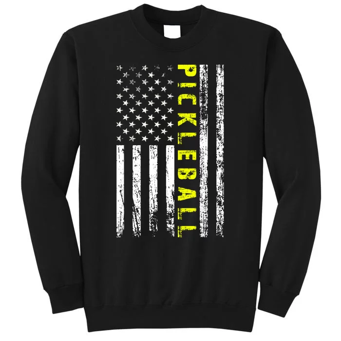 Pickleball Distressed USA Flag Tall Sweatshirt