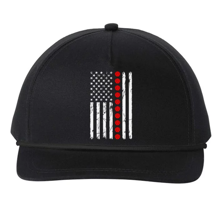 Pickleball Distressed Patriotic USA Flag Snapback Five-Panel Rope Hat