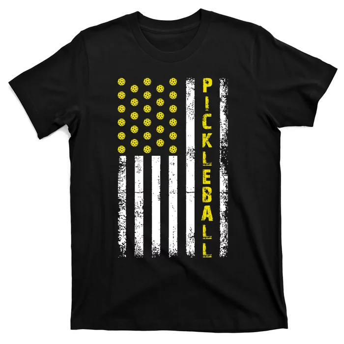 Pickleball Distressed USA Flag T-Shirt