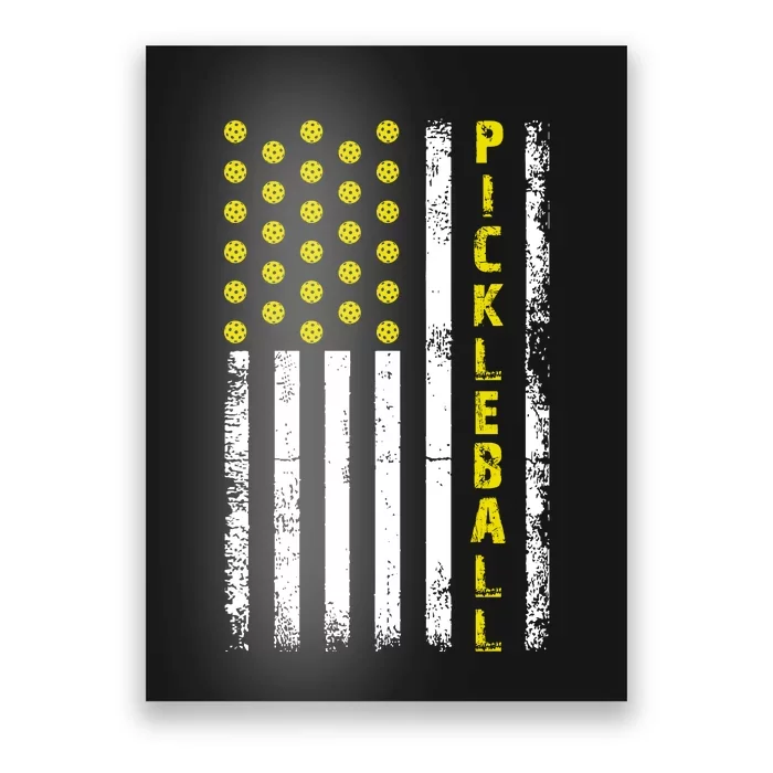 Pickleball Distressed USA Flag Poster