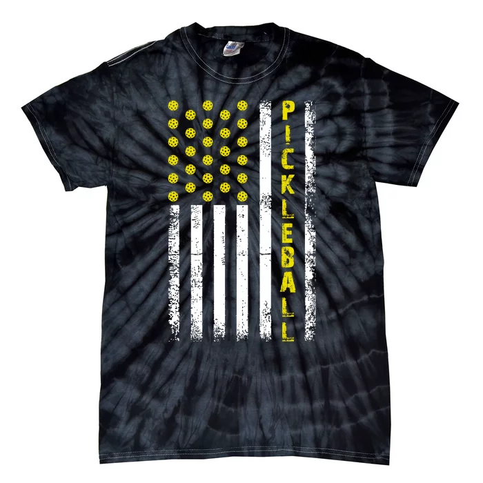 Pickleball Distressed USA Flag Tie-Dye T-Shirt