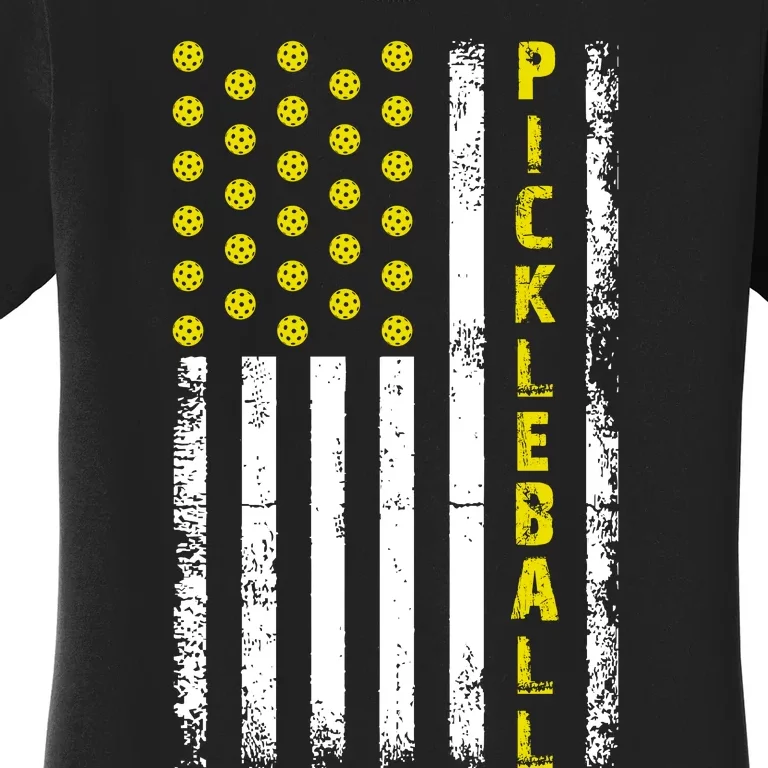 Pickleball Distressed USA Flag Women's T-Shirt