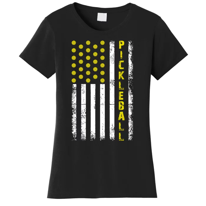 Pickleball Distressed USA Flag Women's T-Shirt