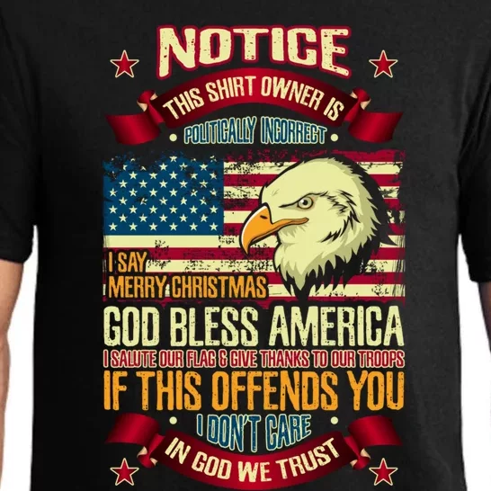 Patriotic Politically Incorrect God Bless America Gift Pajama Set