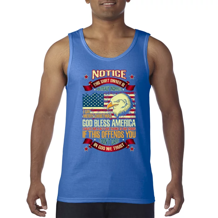 Patriotic Politically Incorrect God Bless America Gift Tank Top