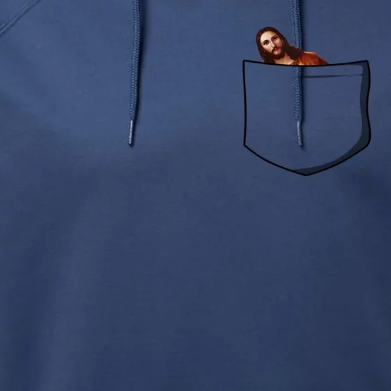 Pocket Peeking Jesus Performance Fleece Hoodie