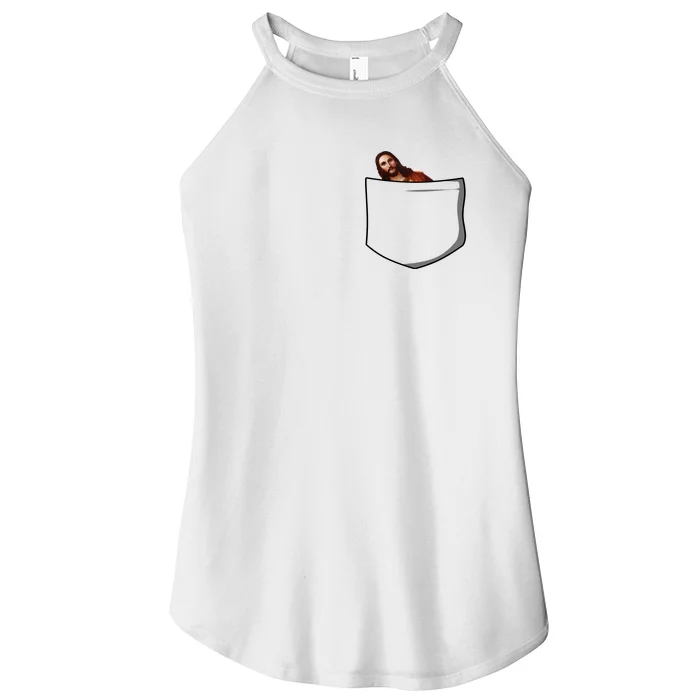 Pocket Peeking Jesus Women’s Perfect Tri Rocker Tank