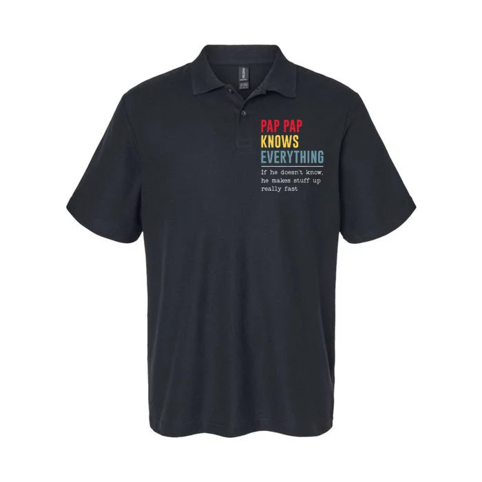 Pap Pap Knows Everything Funny Father's Day Softstyle Adult Sport Polo