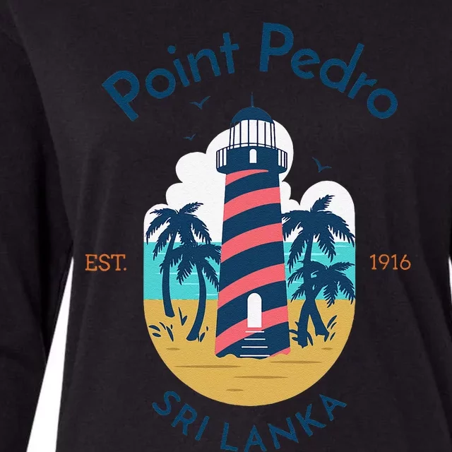 Point Pedro Lighthouse Sri Lanka Womens Cotton Relaxed Long Sleeve T-Shirt