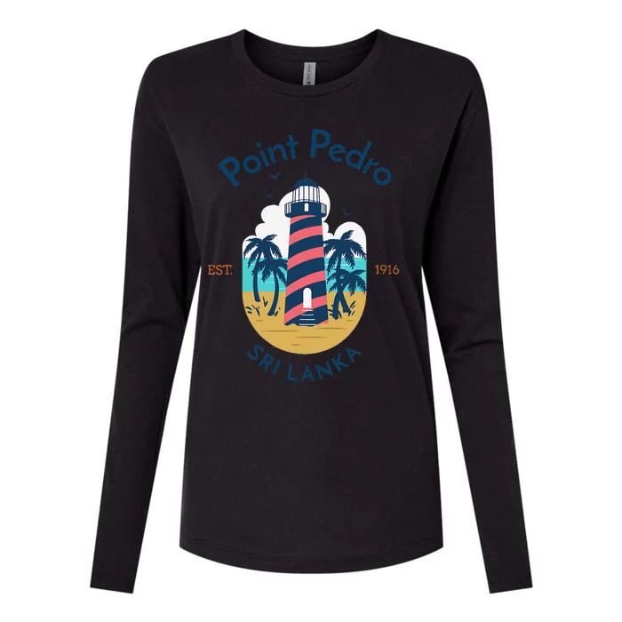 Point Pedro Lighthouse Sri Lanka Womens Cotton Relaxed Long Sleeve T-Shirt