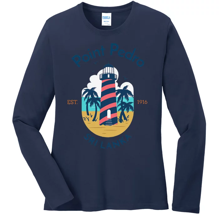 Point Pedro Lighthouse Sri Lanka Ladies Long Sleeve Shirt