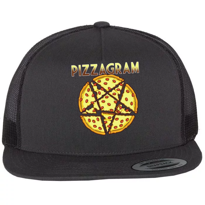 Pizzagram Pizza Lover Retro Flat Bill Trucker Hat