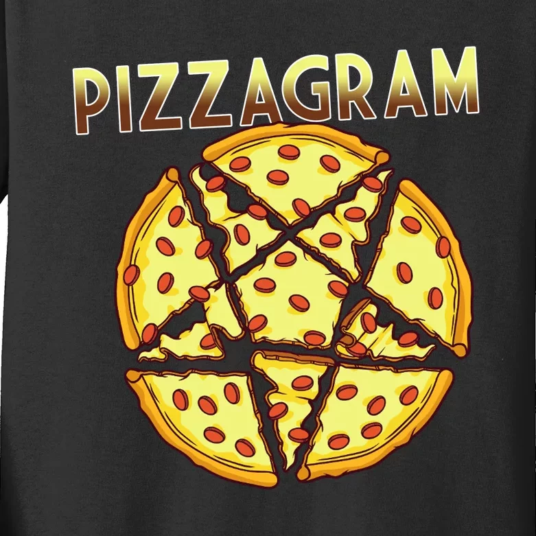 Pizzagram Pizza Lover Retro Kids Long Sleeve Shirt