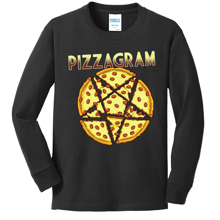 Pizzagram Pizza Lover Retro Kids Long Sleeve Shirt