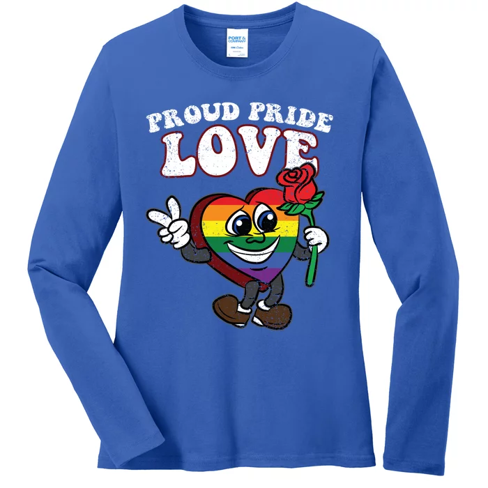 Pride Proud Love Gay Heart Lgbtq Rainbow Flag Funny Gift Ladies Long Sleeve Shirt