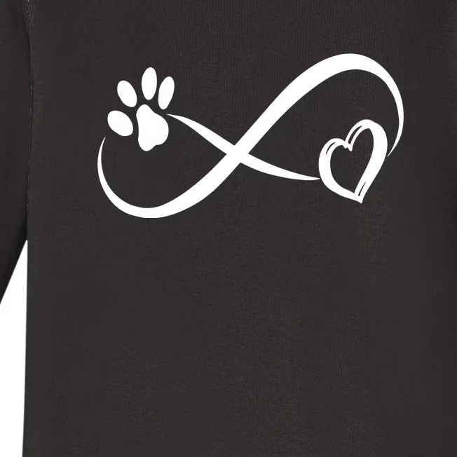 Paw Print Love Heart Funny Cool Dog Cat Mom Pet Animal Lover Baby Long Sleeve Bodysuit