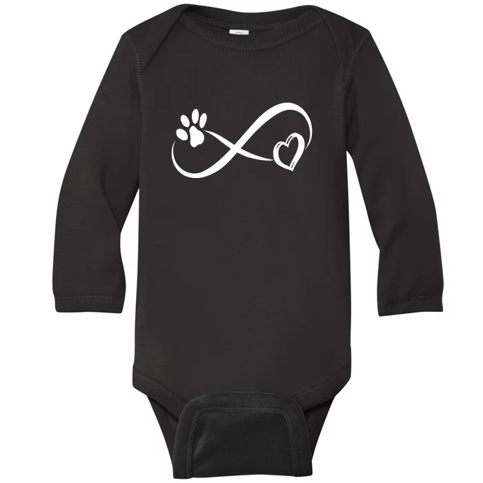 Paw Print Love Heart Funny Cool Dog Cat Mom Pet Animal Lover Baby Long Sleeve Bodysuit