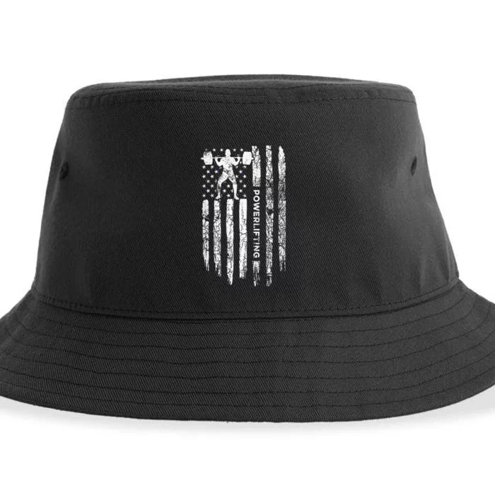 Patriotic Power Lifter Gym Funny American Flag Powerlifting Sustainable Bucket Hat