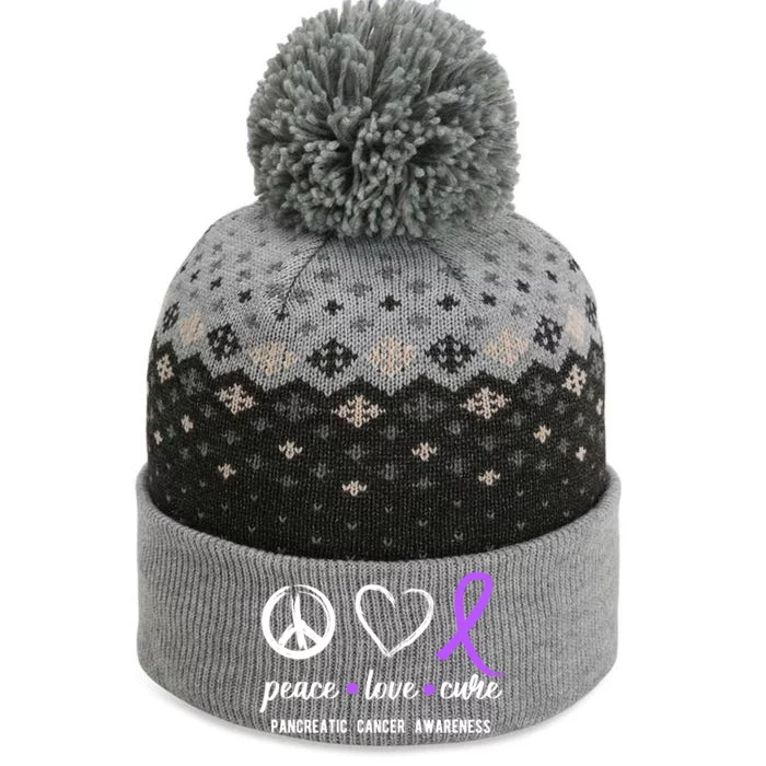 Pancreatic Peace Love Cure Gift Product For Cancer Awareness Meaningful Gift The Baniff Cuffed Pom Beanie